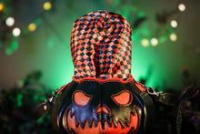 Load image into Gallery viewer, (Made To Order) Spooky face Black and Orange Handmade Leather Pumpkin Bag