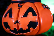 Load image into Gallery viewer, (Made To Order) Handmade Leather Pumpkin bag-Vintage face-Orange & Black