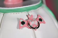 Load image into Gallery viewer, Handmade Leather Pumpkin Bag-Clown Face-Pink & Mint