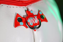 Load image into Gallery viewer, (Made To Order) Handmade Leather Pumpkin Bag-Clown Face-Red & Blue