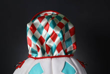 Load image into Gallery viewer, (Made To Order) Handmade Leather Pumpkin Bag-Clown Face-Red & Blue