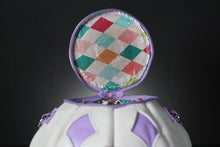 Load image into Gallery viewer, (Made to Order) Handmade Leather Pumpkin Bag-Clown Face-Pink & Purple