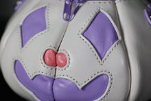 Load image into Gallery viewer, (Made to Order) Handmade Leather Pumpkin Bag-Clown Face-Pink & Purple