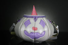 Load image into Gallery viewer, (Made to Order) Handmade Leather Pumpkin Bag-Clown Face-Pink & Purple