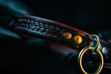 Load image into Gallery viewer, Leather BDSM Play Collar-Black & Burgundy- LIMITED AVAILABILITY