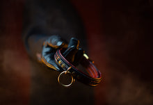 Load image into Gallery viewer, Leather BDSM Play Collar-Black & Burgundy- LIMITED AVAILABILITY