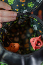 Load image into Gallery viewer, Handmade Leather Pumpkin Bag-Glow In The Dark Face-Black & Green