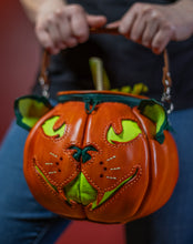 Load image into Gallery viewer, Handmade Leather Pumpkin Bag-Orange Cat