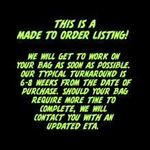 Load image into Gallery viewer, (Made To Order) Witchy Glow In The Dark Green & Black Handmade Leather Pumpkin Bag