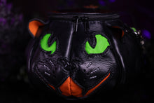 Load image into Gallery viewer, (Made-to-order)Handmade Leather Pumpkin Bag-Black Cat