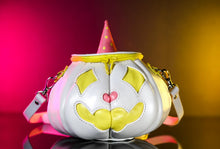 Load image into Gallery viewer, Handmade Leather Pumpkin Bag-Clown face-Pink & Yellow