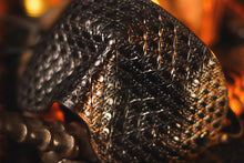 Load image into Gallery viewer, Black Leather BDSM Blindfold- Quilted Skull Motif- (MadeTo Order)