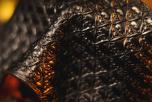 Load image into Gallery viewer, Black Leather BDSM Blindfold- Quilted Skull Motif- (MadeTo Order)