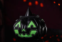 Load image into Gallery viewer, Handmade Leather Pumpkin Bag- Vintage Face-Glow-In The Dark