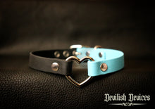Load image into Gallery viewer, Vegan Leather Heart Ring Day Collar-Black & Blue