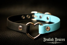 Load image into Gallery viewer, Vegan Leather Heart Ring Day Collar-Black & Blue