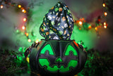 Leather Pumpkin Bag: Jack-O-Lantern-Black & Green-Glow In The Dark Face-MADE TO ORDER