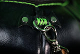Leather Pumpkin Bag: Jack-O-Lantern-Black & Green-Glow In The Dark Face-MADE TO ORDER
