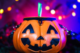 Leather Pumpkin Bag: Jack-O-Lantern-Orange & Black-MADE TO ORDER