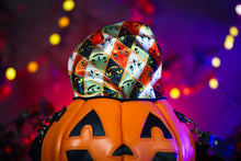 Load image into Gallery viewer, Vintage Face Orange &amp; Black Handmade Leather Pumpkin Bag
