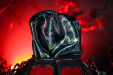 Load image into Gallery viewer, Heart Eyes Black and Scarlett Glitter Handmade Leather Pumpkin Bag
