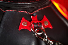 Load image into Gallery viewer, Heart Eyes Black and Scarlett Glitter Handmade Leather Pumpkin Bag
