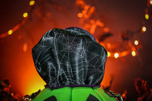 Load image into Gallery viewer, Witchy Glow In The Dark Green &amp; Black Handmade Leather Pumpkin Bag
