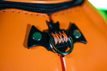 Load image into Gallery viewer, Handmade Leather Pumpkin bag-Vintage face-Orange &amp; Black
