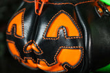 Leather Pumpkin Bag: Jack-O-Lantern-Black & Orange-MADE TO ORDER