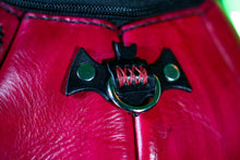 Load image into Gallery viewer, Handmade Leather Pumpkin Bag-Evil Face-Oxblood &amp; Gold
