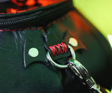 Load image into Gallery viewer, Handmade Leather Pumpkin Bag-Vampire Bat-Black &amp; Scarlet Red
