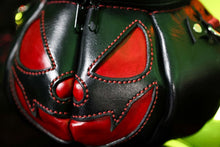 Load image into Gallery viewer, Handmade Leather Pumpkin Bag-Vampire Bat-Black &amp; Scarlet Red
