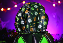 Load image into Gallery viewer, Handmade Leather Pumpkin Bag-Vampire Bat-Black &amp; Neon Green
