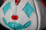 Leather Pumpkin Bag: Clown-Red & Blue-MADE TO ORDER