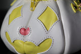 Handmade Leather Pumpkin Bag-Clown Face-Pink & Yellow