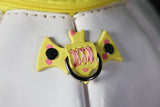 Handmade Leather Pumpkin Bag-Clown Face-Pink & Yellow