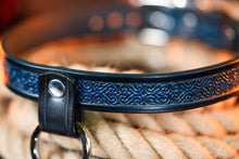 Load image into Gallery viewer, Leather BDSM Training Collar-Black &amp; Blue
