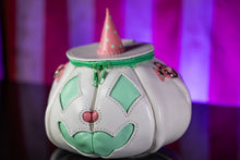 Load image into Gallery viewer, Handmade Leather Pumpkin Bag-Clown Face-Pink &amp; Mint
