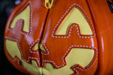 Leather Pumpkin Bag: Jack-O-Lantern-Orange& Yellow-MADE TO ORDER