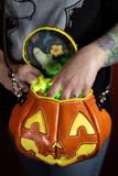 Leather Pumpkin Bag: Jack-O-Lantern-Orange& Yellow-MADE TO ORDER
