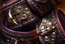 Load image into Gallery viewer, Black &amp; Purple Filigree Wrist &amp; Ankle Cuff Set
