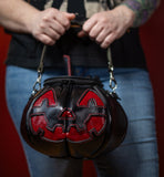 Leather Pumpkin Bag: Jack-O-Lantern-Blood Red Sparkle