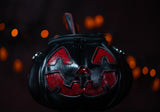 Leather Pumpkin Bag: Jack-O-Lantern-Blood Red Sparkle