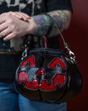 Leather Pumpkin Bag: Jack-O-Lantern-Blood Red Sparkle