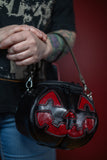 Leather Pumpkin Bag: Jack-O-Lantern-Blood Red Sparkle