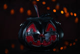 Leather Pumpkin Bag: Jack-O-Lantern-Blood Red Sparkle