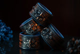 Leather Wrist & Ankle Bondage Cuff Set-Black & Blue-LIMITED AVAILABILITY