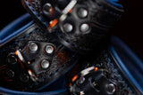 Leather Wrist & Ankle Bondage Cuff Set-Black & Blue-LIMITED AVAILABILITY