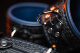 Leather Wrist & Ankle Bondage Cuff Set-Black & Blue-LIMITED AVAILABILITY