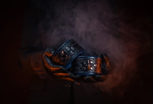 Load image into Gallery viewer, Leather BDSM Wrist &amp; Ankle Cuff Set-Black &amp; Blue-LIMITED AVAILABILITY
